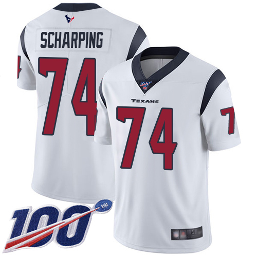 Houston Texans Limited White Men Max Scharping Road Jersey NFL Football 74 100th Season Vapor Untouchable